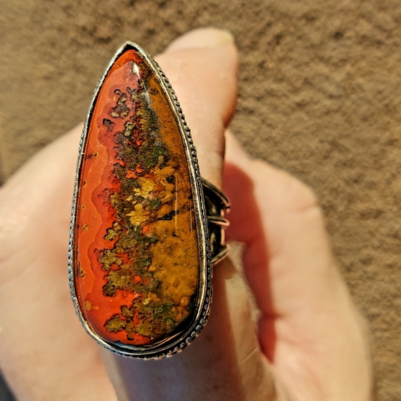 New Moroccan Seam Agate 925 Silver Ring. Size 8 - Picture 8 of 12